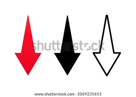 Arrow down icon set. Vector. Download icon, upload files. Vector EPS 10. Isolated on white background.