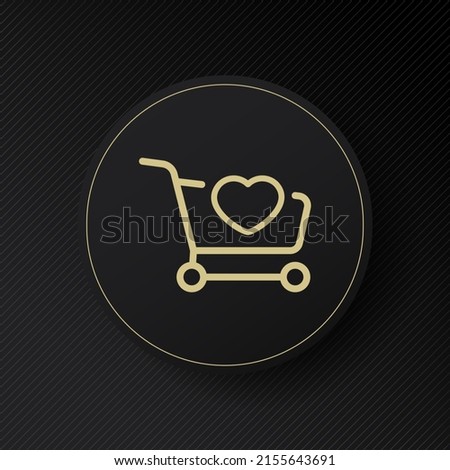 Shopping cart line icon. Trolley with a heart. Favorite item. Purchases. Order concept. Vector line icon for Business and Advertising