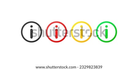 Info icon. Flat, color, help, hints, important information. Vector icons.