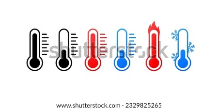 Thermometer. Flat, color, thermometer shows temperature, different temperatures. Vector icons.