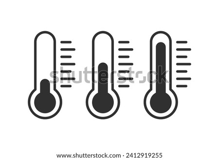 Thermometer icons. Flat, gray, thermometers with different temperatures, thermometer design. Vector icons