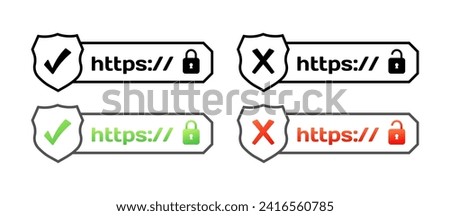 Open and closed link icons. Tick and cross link. Linear and flat style. Vector icons