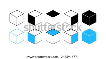 Cube Icon Set.3D Cube Icon Set. Flat Style. Vector icons