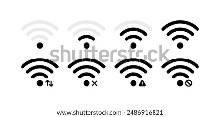 Wi-fi connection set icons. Connection Level icons. Flat and Silhouette style. Vector icons.