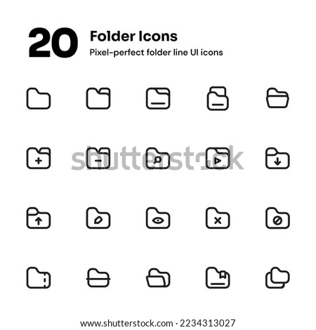 Folder pixel-perfect line icons suitable for website and mobile apps design