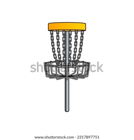 disc golf course flat design line art vector illustration
