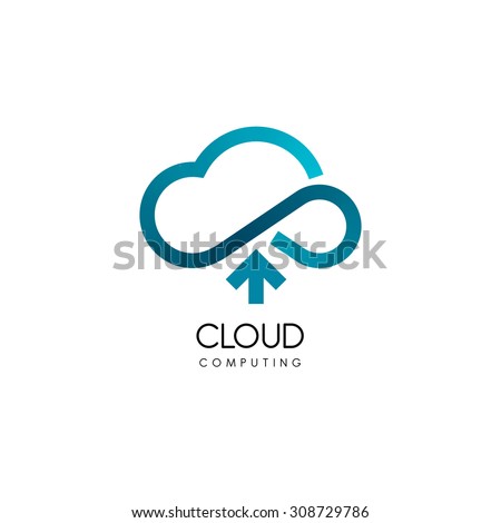 Cloud computing and storage vector logo. Technology design template