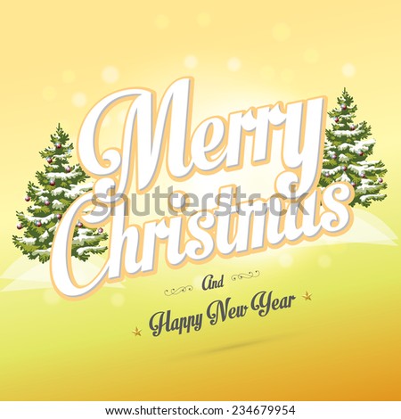 Merry Christmas And Happy New Year Christmas Background With Typography Stock Vector