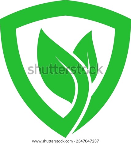 Simple Green Leaf in the shield logo design