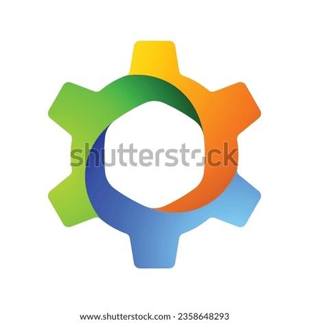 Simple Colorful Cog Gear Logo Design