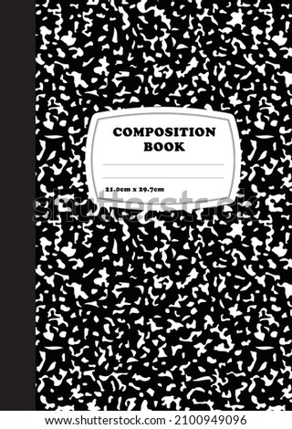 Composition book template. Traditional school notebook vector illustration. 