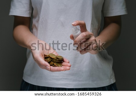 Similar – Image, Stock Photo woman hand apply alcohol gel or anti bacteria soap to make cleaning and clear virus, germ, bacteria