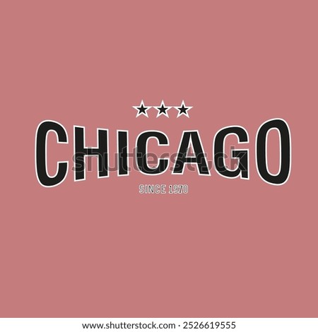 Chicago, Illinois college style t-shirt design. Typography graphics for  tee shirt.  Vector illustration.