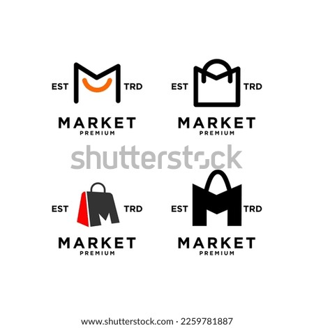 Market shop bag initial M logo icon design template modern