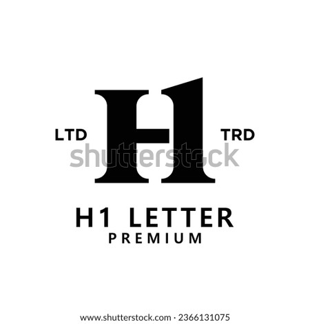 H 1 Letter logo icon design template