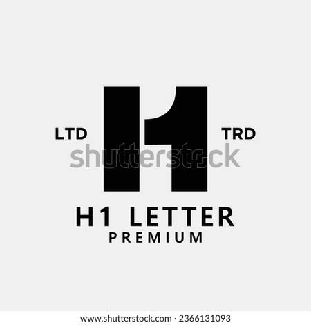 H 1 Letter logo icon design template