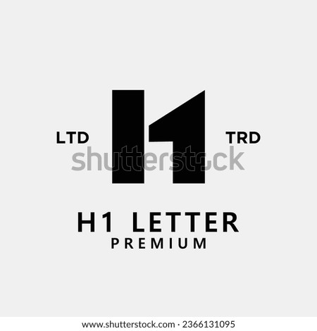 H 1 Letter logo icon design template