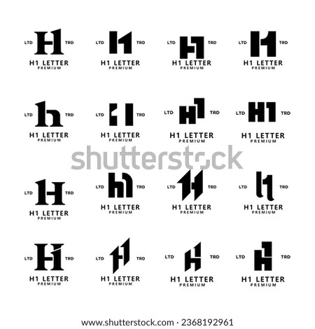 H 1 Letter logo icon design template