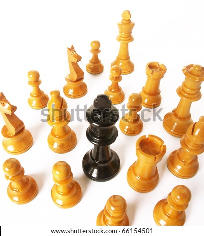chess game over wood chart.queen cornered.r