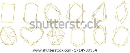 GOLDEN LINE POLYGON. COLLECTION OF FRAME. GRAPHIC ELEMENTS