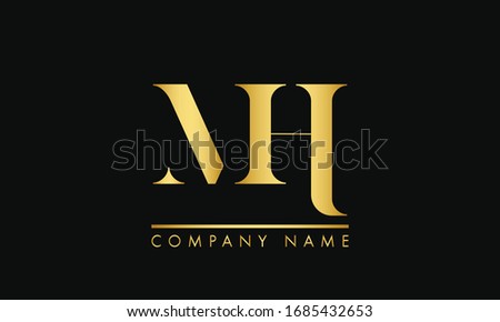 MH HM M H Logo design. Smart Mark of letter M and H in modern flat style. Vector graphic element for your company logotype. Male sign for business card. Black background
 Stock fotó © 