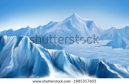 Mountain. digital artwork. Realistic Style. Illustration of an iceberg