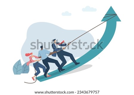 Business team pulling arrows trying to help drive the company to grow, Improve, expand your business and achieve success. Growing company concept
Vector design illustration.