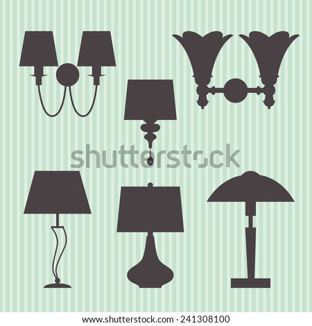 Set of silhouettes lamp and sconce