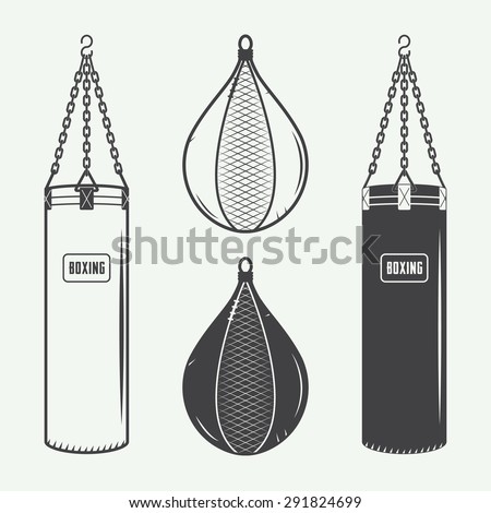 Boxing bags in vintage style. Vector illustration