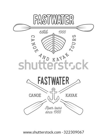 Set of vintage rafting logo, labels and badges. Illustration. Illustration
