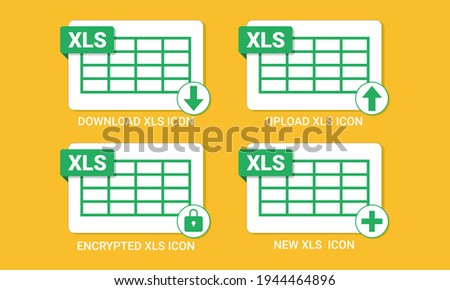  sheet icon with landscape design.vector of xls, xlsx, and spreadsheet icon.  spreadsheet icon with action button download, upload, encrypted, and new document.
