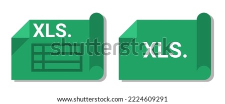 Vector of digital spreadsheet icon. XLS or XLSX logo with landscape design. Document with folded and rolled design. Spreadsheet logo with table icon.file format icon.