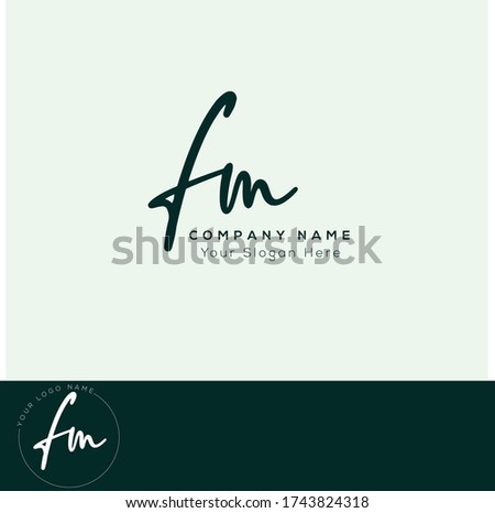 F M FM Initial letter handwriting and signature logo.	
