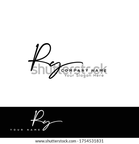 R Y RY Initial letter handwriting and signature logo.	 Stok fotoğraf © 