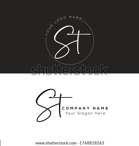  S T ST Initial letter handwriting and signature logo.	