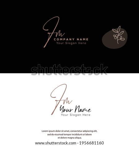 F M FM Initial letter handwriting and signature logo. Beauty vector initial logo .Fashion, boutique, floral and botanical