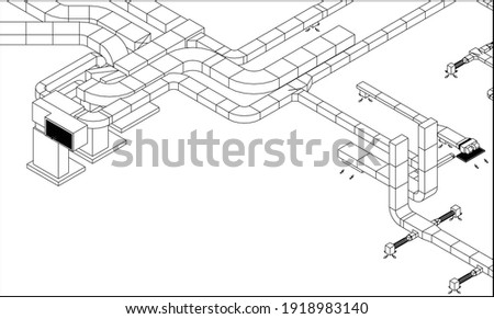 Architectural BIM ducts design 3d illustration vector