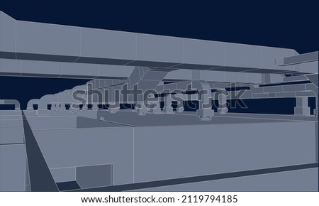 BIM air ducts perspective design 3d vector illustration eps 10 blueprint