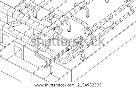 HVAC Architectural BIM design 3d illustration