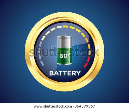Battery Level Indicator 60 percent badges with gold border