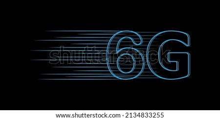 6G hight speed network technology concept on black background for banner, logo, symbol.