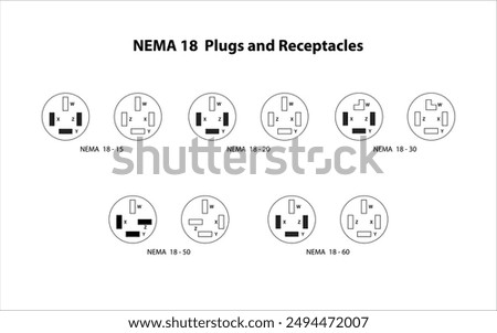 NEMA 18 Plugs and Receptacles. NEMA connectors are power plugs and receptacles used for AC mains electricity.