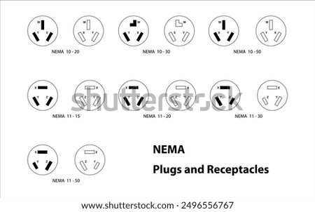 NEMA 10 and 11.  NEMA connectors are power plugs and receptacles used for AC mains electricity.