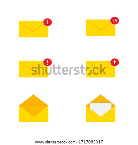 Letter mail notification set,vector illustration. Email with otification.Sent.