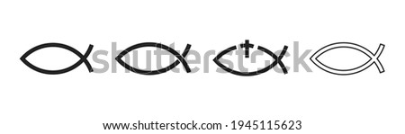 Christian fish symbol. Set of Christian fish . Vector illustration on white background.Religious sign 10 eps