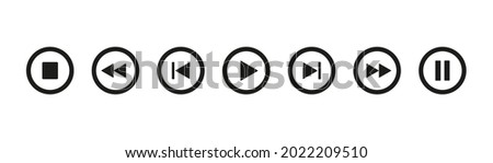 Media player buttons collection.Vector illustration isolated on white background.Music player concept . 10 eps