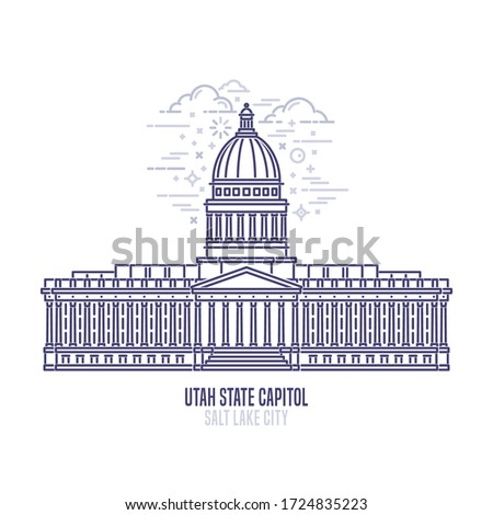 Utah State Capitol located in downtown of Salt Lake City. The state capitol building and government of U.S. state Utah . The great example of classical revival style. City sight linear vector i