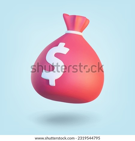 Money bag isolated on blue background. 3D Rendering. Vector illustration