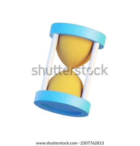 3D rendering of multiple hourglasses isolated on a white background. High-quality vector illustration showcasing time management and the concept of passing time