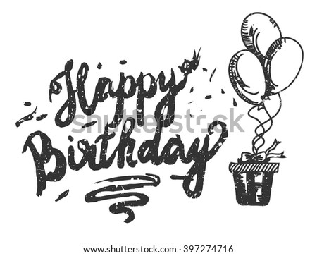 Happy Birthday Brush Script Style Hand Lettering. Original Hand Crafted ...